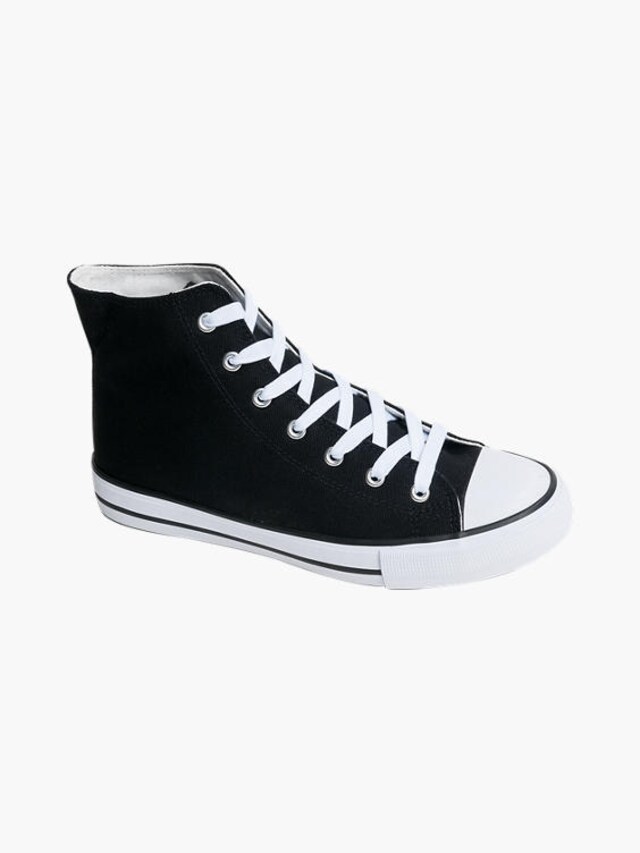 About You, LADIES VTY BLACK HIGH TOP LACE-UP CANVAS SHOES, black, Image 2 of 3