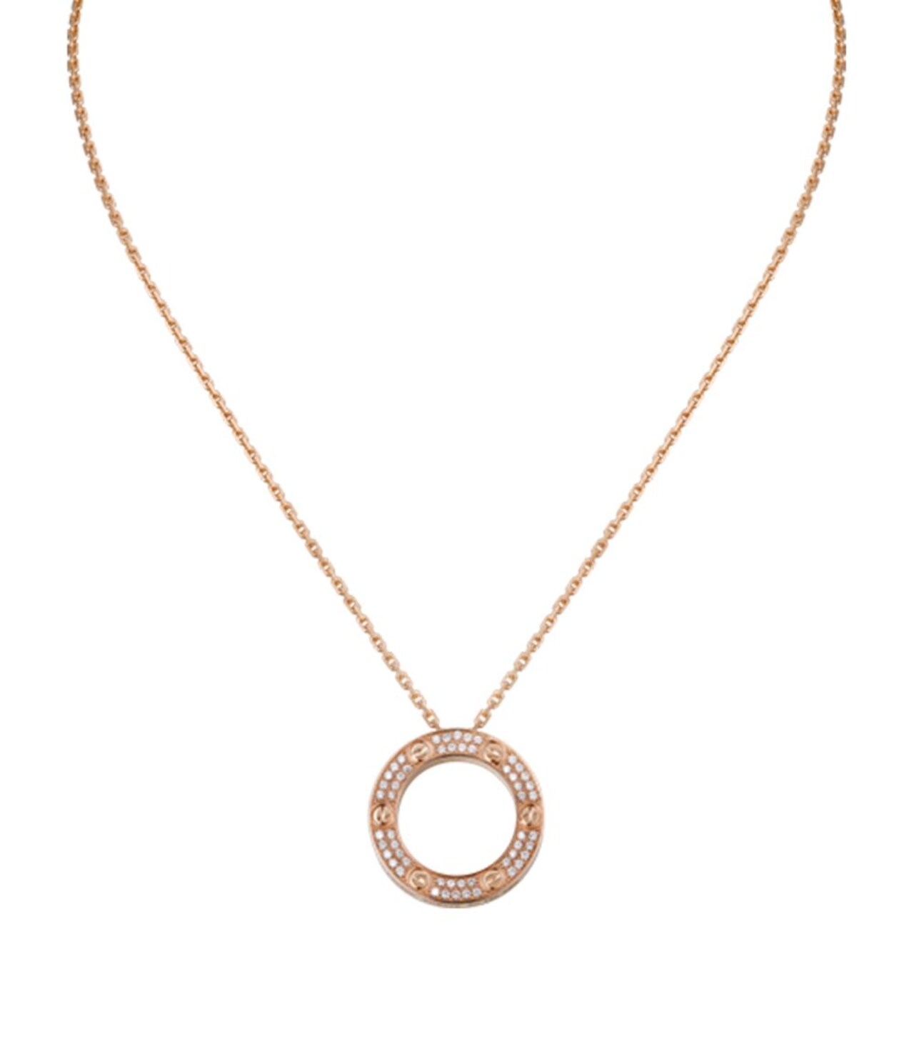 Rose Gold and Diamond LOVE Necklace in rose gold