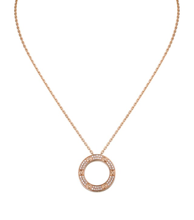 Rose Gold and Diamond LOVE Necklace in rose gold