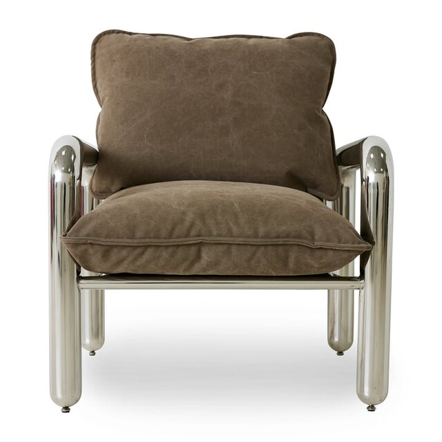 Chrome Lounge Chair in brown