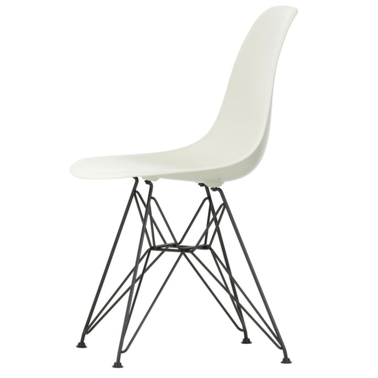 Eames Plastic Side Chair DSR in white, yellow, black & green