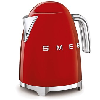 Retro Kettle in red, cream, pastel blue, black & white