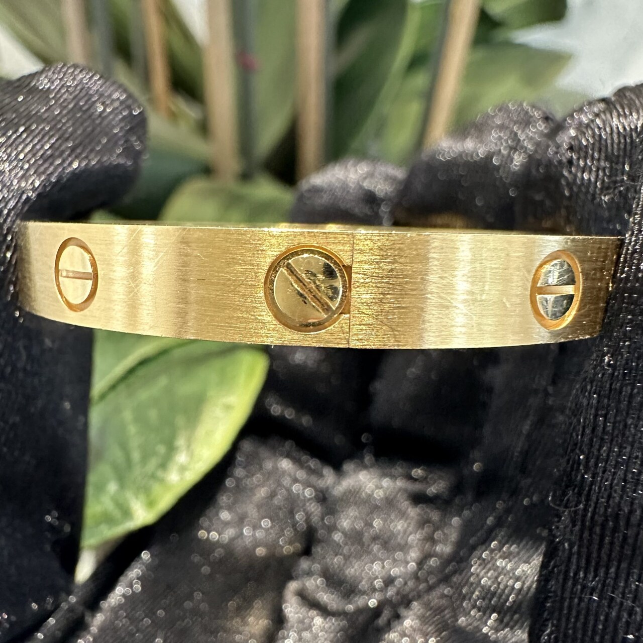 Brushed Yellow Gold LOVE Bracelet in yellow gold