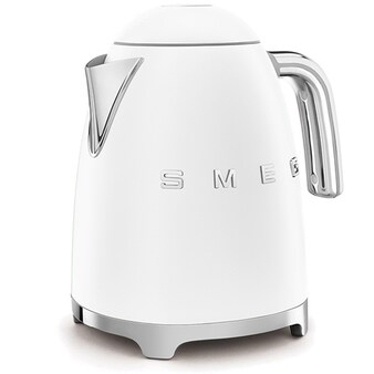 Retro Kettle in white, cream, pastel blue, red & black