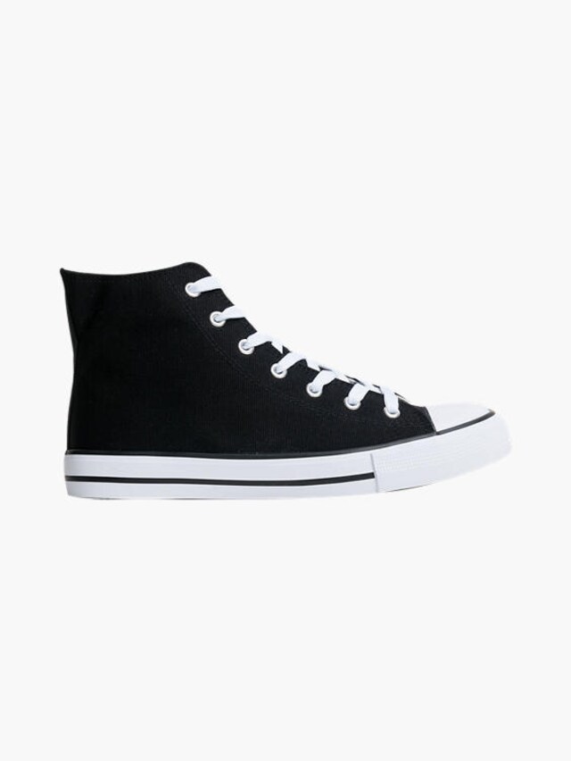 About You, LADIES VTY BLACK HIGH TOP LACE-UP CANVAS SHOES, black, Image 1 of 3