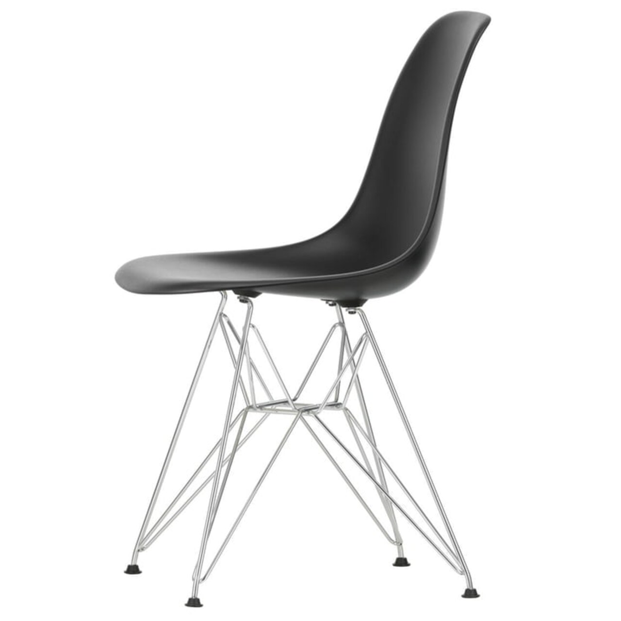 Eames Plastic Side Chair DSR in black, white, yellow & green