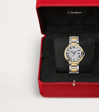 Yellow Gold and Stainless Steel Ballon Bleu de Cartier Watch 36mm in silver