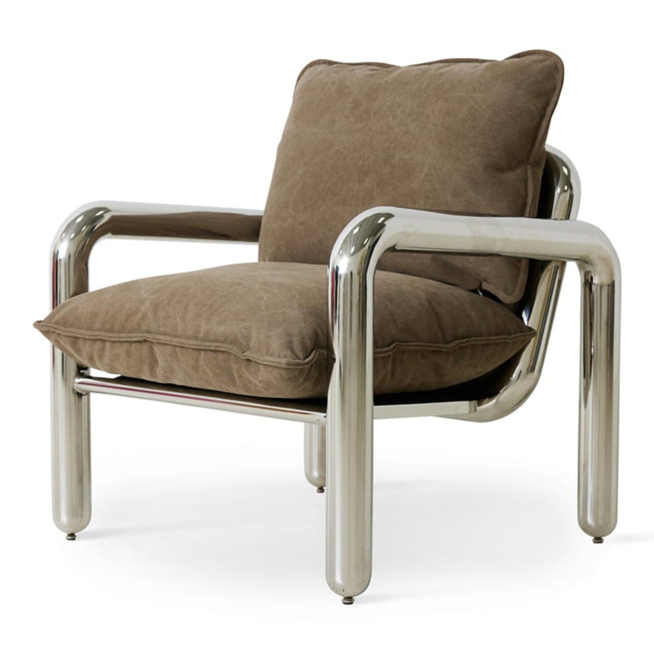 Chrome Lounge Chair in brown