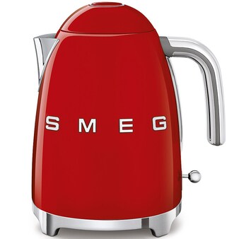 Retro Kettle in red, cream, pastel blue, black & white