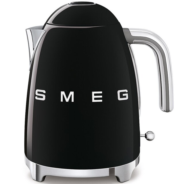 Retro Kettle in black, cream, pastel blue, red & white