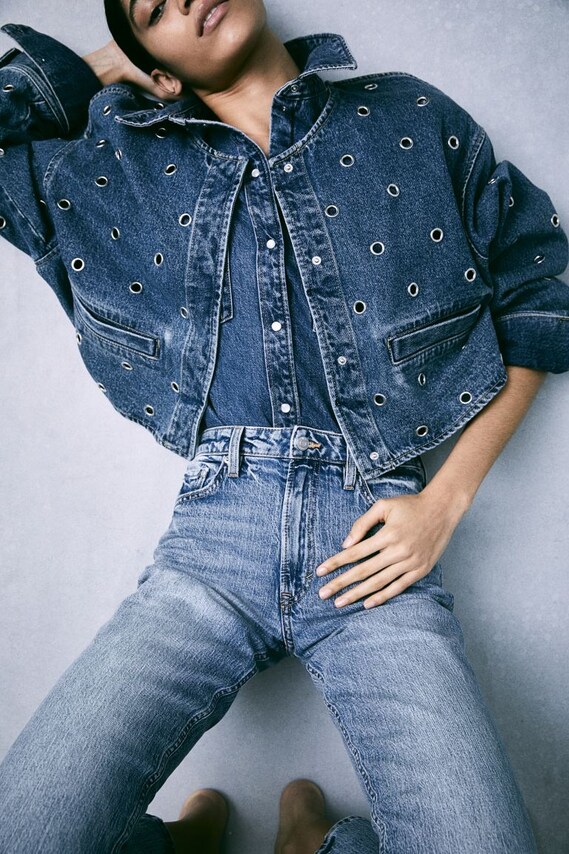 H&M, Slim Straight High Jeans, blue, Image 1 of 1