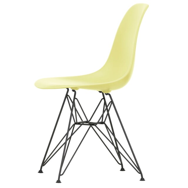 Eames Plastic Side Chair DSR in yellow, white, black & green